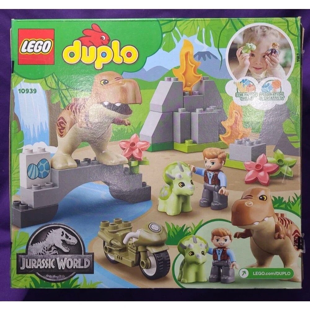 100% COMPLETE! LEGO DUPLO 10939 DINOSAUR BREAKOUT JURASSIC WORLD T REX & TRICERA